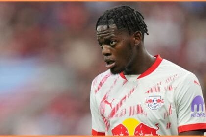 Castello Lukeba of RB Leipzig in action