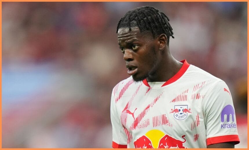 Castello Lukeba of RB Leipzig in action