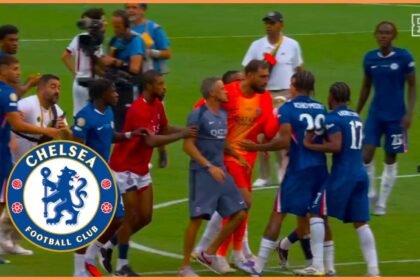 Video: PSG manager Luis Enrique grabs Chelsea in the throat during Club World Cup celebration