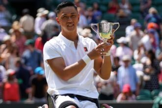 Tokito ODA wins the Wimbledon Men's Wheelchair Singles title for the second time
