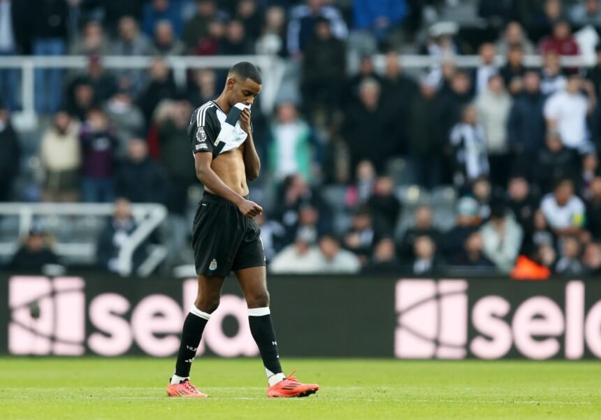 Alexander Isak reacts during Newcastle