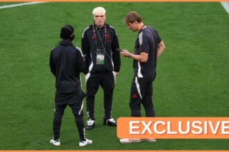 Alejandro Garnacho on the pitch before the Europa League final