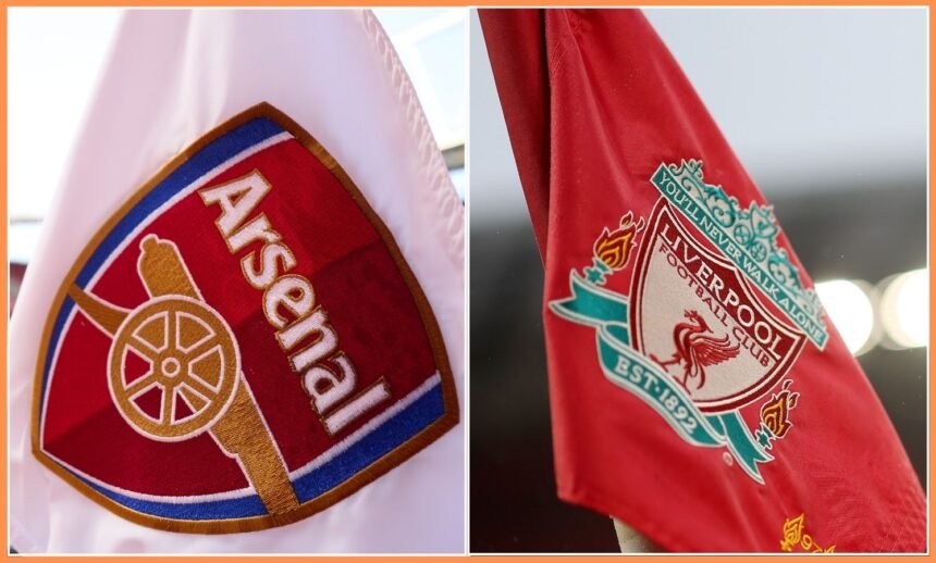 Arsenal and Liverpool flags