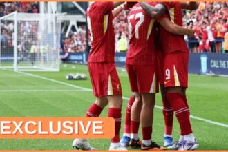 Liverpool players celebrate against Preston