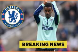 Alexander Isak warming up for Newcastle, plus Chelsea logo and yellow