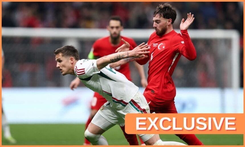 Orkun Kokcu in action for Turkey against Hungary