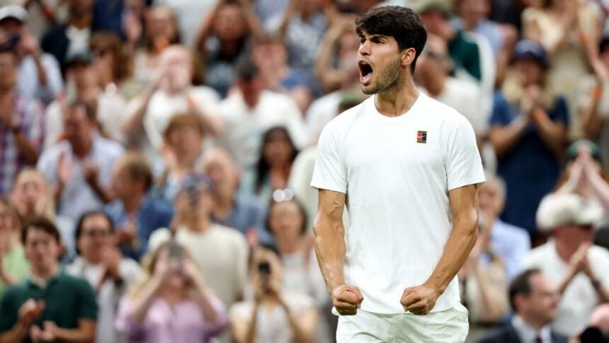 Carlos Alcaraz wins in four sets to reach Wimbledon quarterfinals