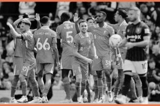 Diogo Jota with his Liverpool teammates