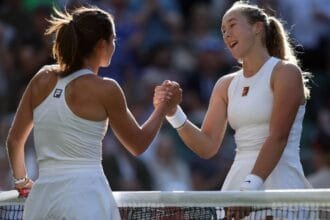 Emma Navarro of America falls to Mira Andreva of Wimbledon