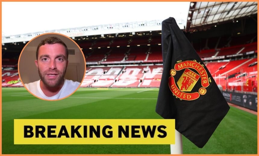 Man United corner flag at Old Trafford and Fabrizio Romano