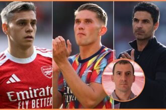 Leandro Trossard, Viktor Gyokeres, and Mikel Arteta