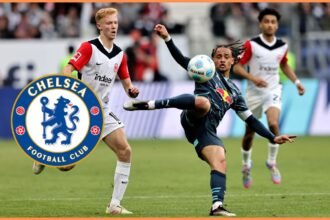 Xavi Simons in action for RB Leipzig against Eintracht Frankfurt