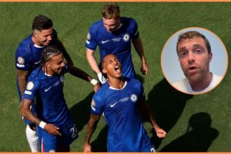 Enzo Fernandez celebrates with Joao Pedro