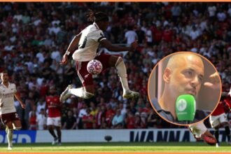 Noni Madueke in action for Arsenal against Manchester United