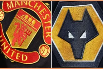 Man United and Wolves club logos