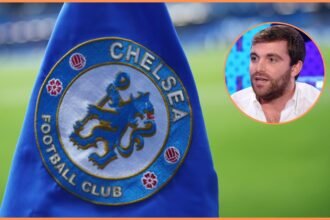 Chelsea logo on corner flag, and Fabrizio Romano