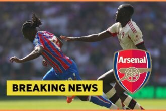 Eberechi Eze and Ibrahima Konate in action in the Community Shield