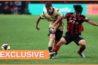 Fermin Lopez in action for Barcelona in a pre-season friendly