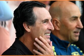 Aston Villa manager Unai Emery looks on during a friendly against Roma