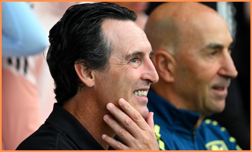 Aston Villa manager Unai Emery looks on during a friendly against Roma