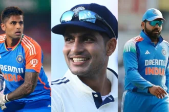 Suryakumar Yadav, Shubman Gill and Rohit Sharma, India