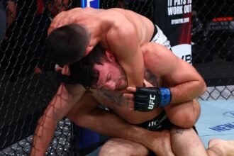UFC 319 Video: Baisangur Susurkaev wins for the second time in four days after tapping Eric Nolan with naked choke after