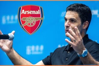 Mikel Arteta speaking at a press conference