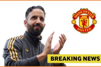 Ruben Amorim applauds the Manchester United fans