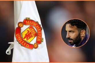 Ruben Amorim and the Manchester United logo