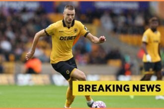 Sasa Kalajdzic in action for Wolverhampton Wanderers