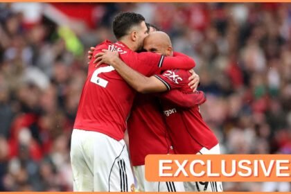 Manchester United players celebrate during the win over Burnley
