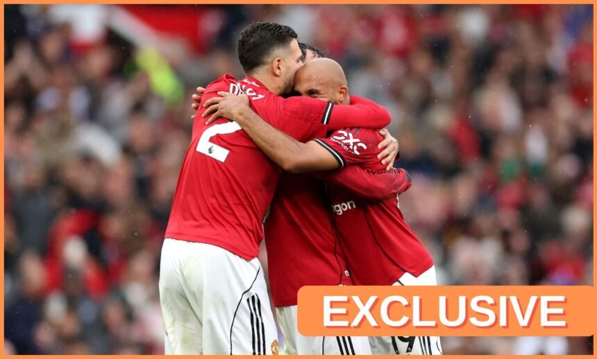 Manchester United players celebrate during the win over Burnley