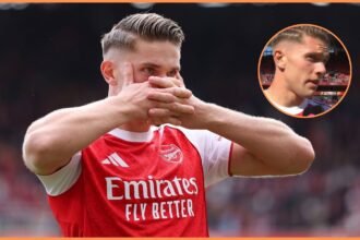 Viktor Gyokeres celebrates scoring for Arsenal against Nottingham Forest