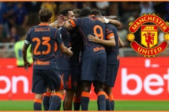 Inter Milan player celebration huddle