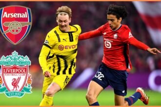 Ayyoub Bouaddi in action for Lille against Borussia Dortmund