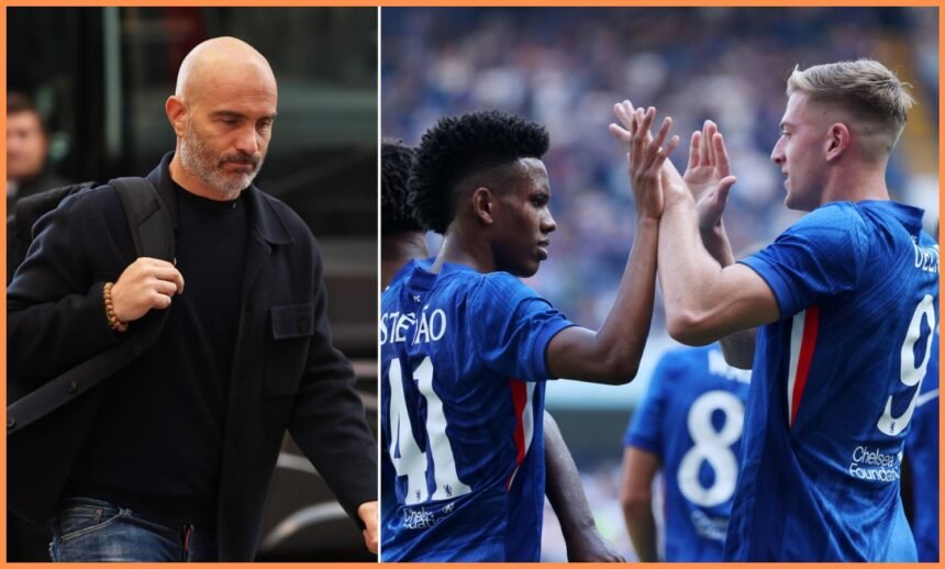 Enzo Maresca, Estevao Willian, and Liam Delap