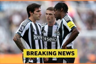 Sandro Tonali, Kieran Trippier, and Anthony Elanga