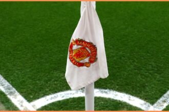 Manchester United logo on corner flag
