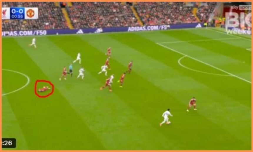 Alexis Mac Allister stays down as Man United take the lead against Liverpool