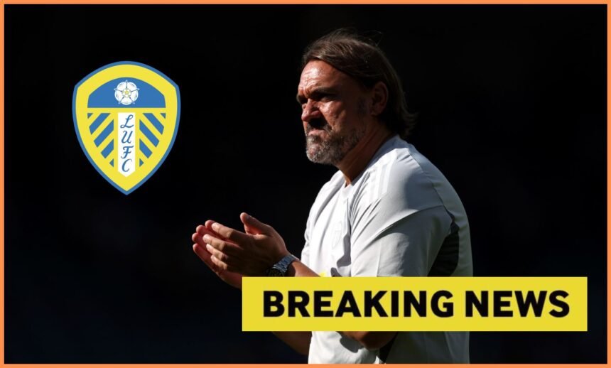 Daniel Farke, Manager of Leeds United, acknowledges the fans.
