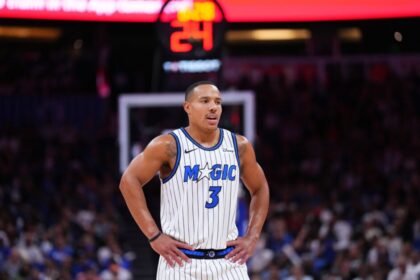 Orlando Magic's Desmond Bane #3 watches the game against the Chicago Bulls in the third quarter at Kia Center.