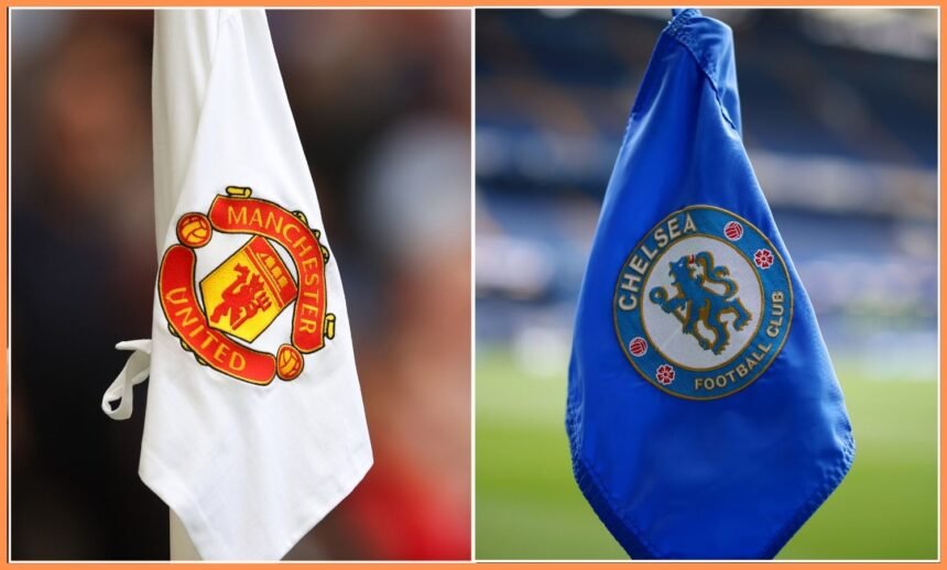 Manchester United and Chelsea club badges