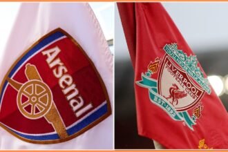 Arsenal and Liverpool flags