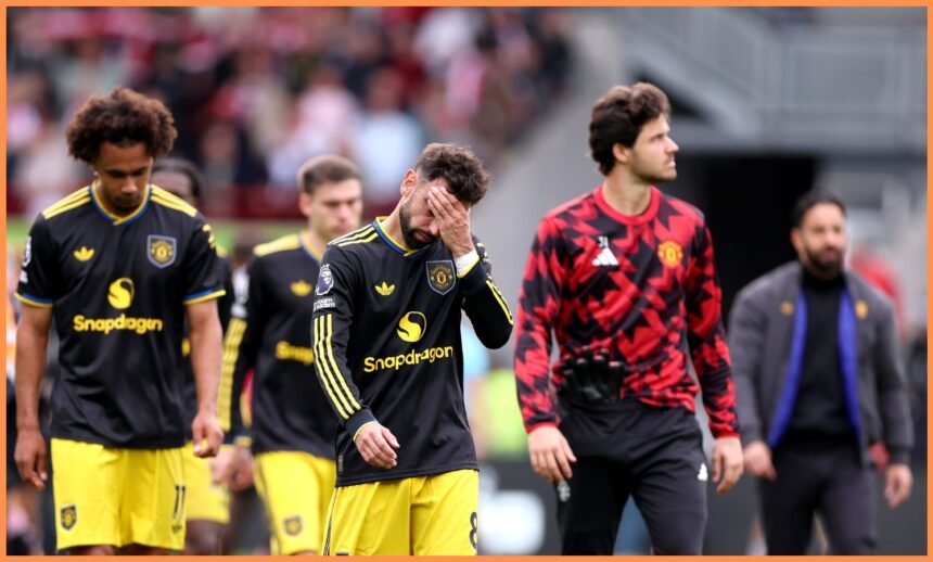 Bruno Fernandes reacts after Manchester United