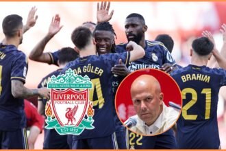 Eduardo Camavinga celebrates with his Real Madrid teammates