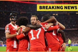 Harry Kane, Michael Olise and other Bayern players celebrate