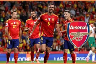 Mikel Merino celebrates during Spain
