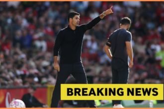 Mikel Arteta gestures during Arsenal