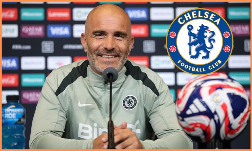 Enzo Maresca at a Chelsea press conference