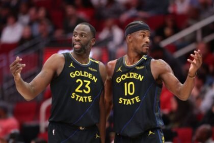 Jimmy Butler and Draymond Green of the Golden State Warriors.